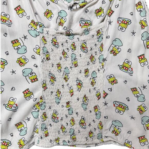 Sanrio Keroppi Women's XL Ruched Tank Top Tie Front Donut Pond - Picture 11 of 15